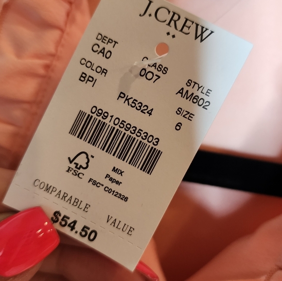 NWT J. Crew Size 6 Light Pink Coral Peach Ruffle Trim Crepe Sleeveless Blouse - Picture 3 of 16